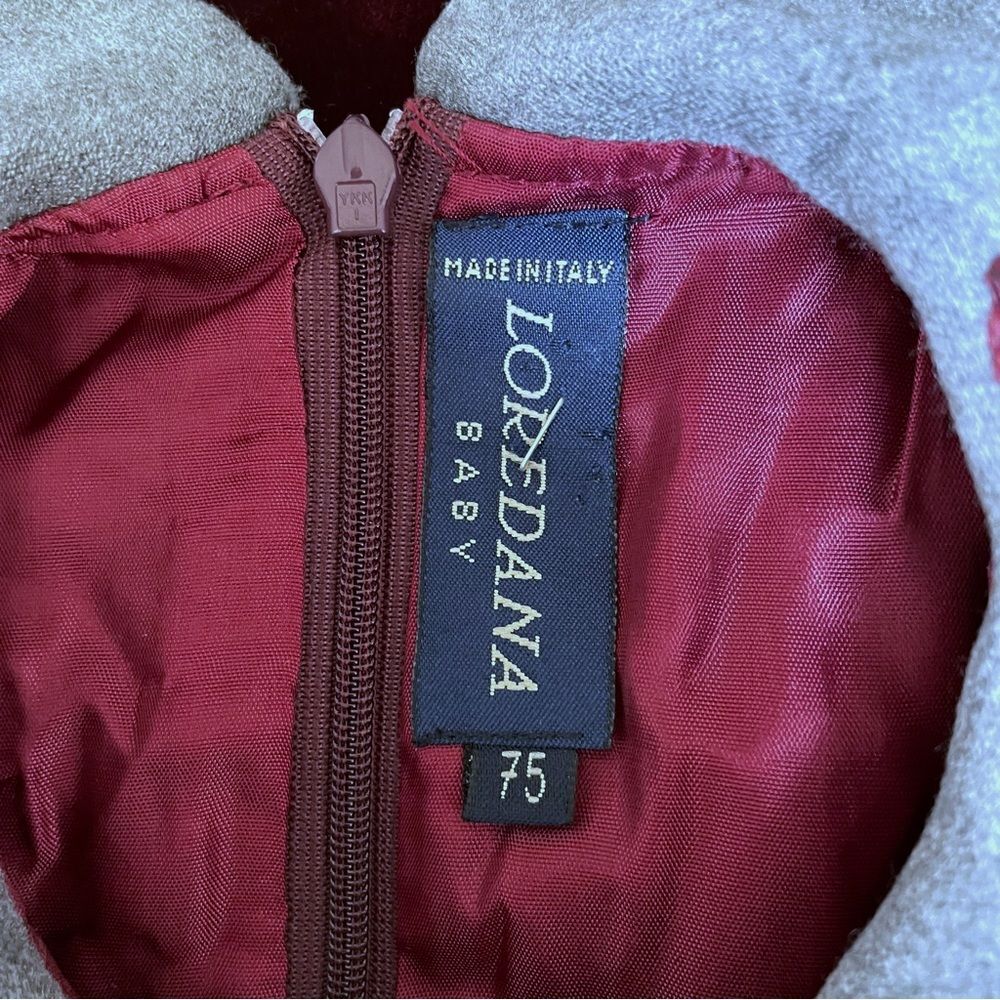 Loredana Baby Velvet Girls Dress Sz 75 US 10 Burgundy Embroidered Collar Holiday - Picture 6 of 12